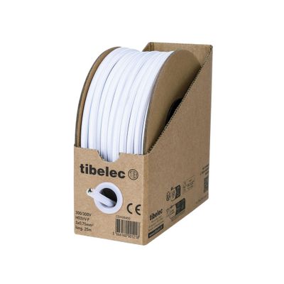 Câble électrique tissu déco blanc 3X0,75 mm² 25 mètres TIBELEC