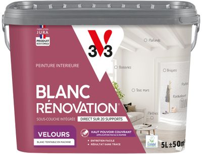 Peinture de rénovation multi- V33supports 2 en 1 blanc velours 5 L - V33