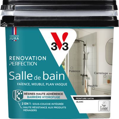Peinture de rénovation pour salle de bain blanc finition satinée 0,75L - V33