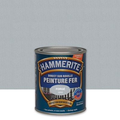 Peinture fer extérieur direct sur rouille finition fer forgé gris zinc 0,75 L - HAMMERITE