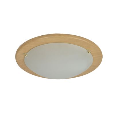 Plafonnier rond blanc/ bois E27 60W EZIO COREP