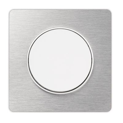 Plaque de finition 1 poste aluminium brossé/ blanc - Odace 2011 Touch SCHNEIDER ELECTRIC