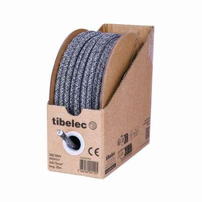 Câble électrique déco gris chiné 2X0,75 mm² 25 mètres TIBELEC
