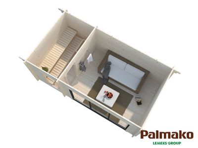 Sauna extérieur Palmako Sanna 6 places baie coulissante double vitrage -  18,3 m² - PALMAKO