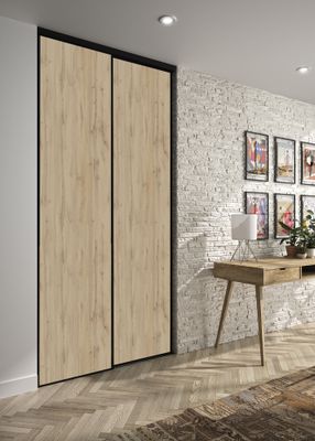 Portes de placard coulissantes chêne authentique 2 vantaux H 2,50 m x L 1,80 m OPTIMUM