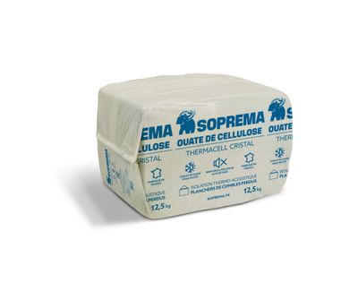 Ouate de cellulose THERMACELL Cristal - à souffler pour combles perdu - sac de 12,5 kg SOPREMA®