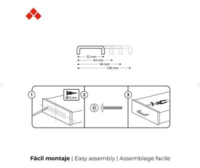 Poignées de meuble inox noir entraxe 128 mm par 8 REI