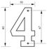 Chiffre 4 à visser hauteur 80 mm noir THIRARD