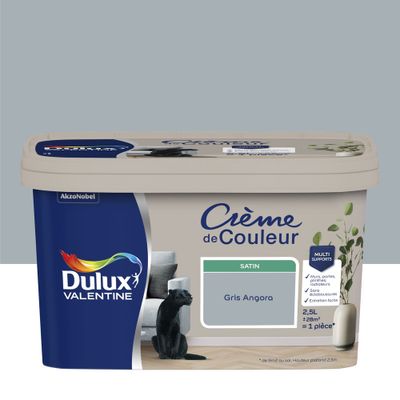 Peinture Crème de Couleur Gris Angora satin 2,5 L - DULUX VALENTINE