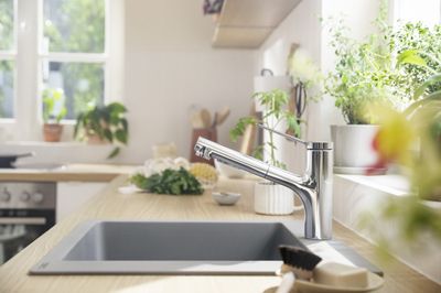 Robinet de cuisine chrome avec douchette extractible 2 jets EcoSmart Zesis M33 - HANSGROHE