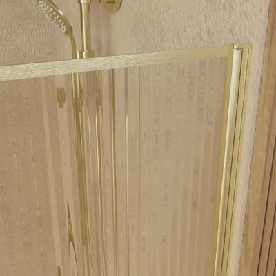 Pare-baignoire rabattable avec profilés or brossé 140x80 cm Golden Edge Wavy AURLANE