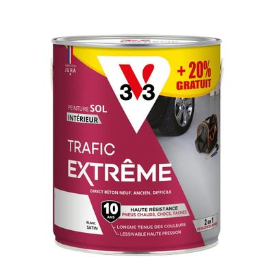 Peinture de sol trafic extrême blanc 2,5 L + 20% gratuit - V33