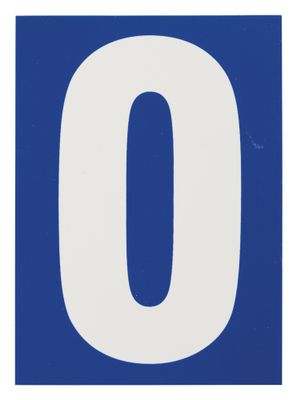 Plaque chiffre 0  adhésive 65 x 90 mm fond bleu THIRARD