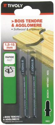 Lames scie sauteuse courbes pour bois tendre et aggloméré hauteur coupe de 1.5 à 15 mm (X2) TIVOLY