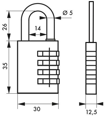 Cadenas couleur à code largeur 30 mm THIRARD