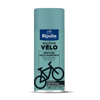Bombe de peinture multi-supports solution vélo bleu rétro mat velouté 400 mL - RIPOLIN