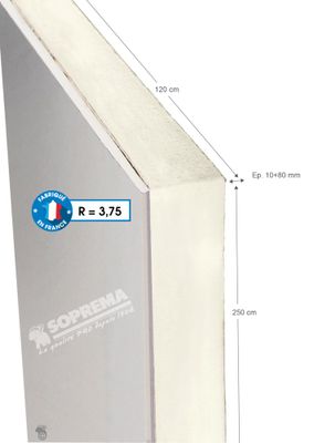 Doublage polyuréthane Haute Performance - Epaisseur 10+80 mm -  l.1.2 x L. 2.5 x m SOPREMA®