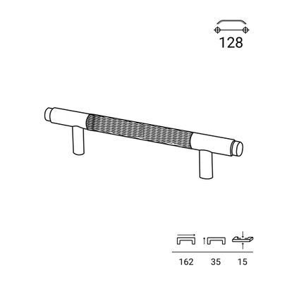Poignée de meuble cylindrique aluminium doré mat entraxe 128 mm REI