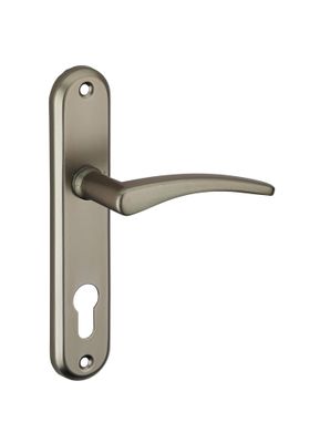 Poignées de porte sur plaques à cylindre Vesta nickelé satiné entraxe 165 mm THIRARD