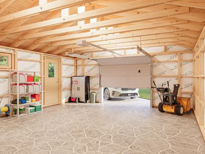 Garage en bois André avec porte sectionnelle motorisable - Double vitrage - 37,5 m² hors-tout - PALMAKO