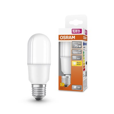 Ampoule LED E27 Stick dépolie 10 W = 1050 lumens blanc chaud Led Star OSRAM