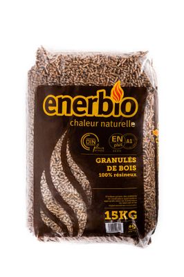 Pellet granulés bois 100 % résineux sac de 15 kg- ENERBIO