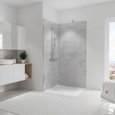Panneaux muraux de douche 100+100x210 cm pierre gris clair DécoDesign Softtouch - SCHULTE