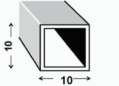 TUBE CARRE ALU BRUT 10X10X1MM 1M CQFD