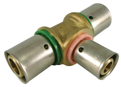 Té inégal à sertir pour tube PER diamètre 16-12-16 mm