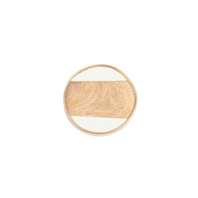 Bouton de meuble rond laiton blanc bois diamètre 40 mm REI