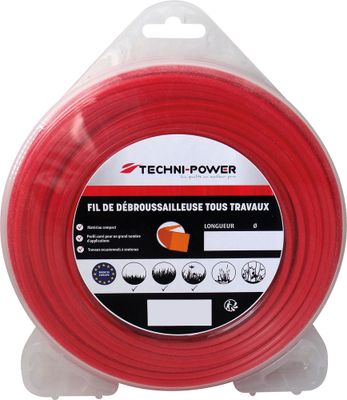Fil nylon carré 2,4 mm 67 m TECHNI-POWER