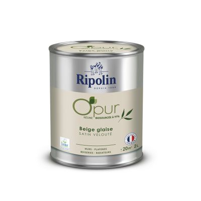Peinture O'PUR Satin BEIGE GLAISE 2L - RIPOLIN