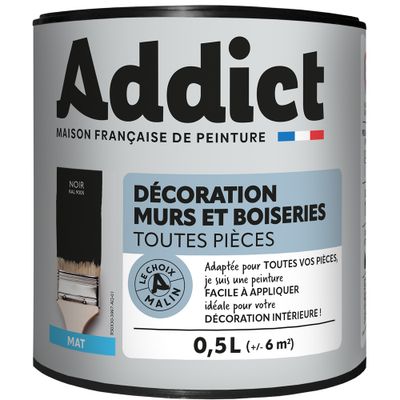 Peinture décoration Murs et Boiseries MAT 0,5 L noir - ADDICT