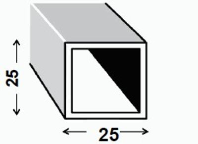 Tube carré aluminium brut 25 x 25 x 1,2 mm 2,50 m CQFD