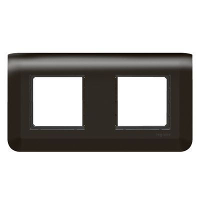 Plaque avec support 2 x 2 modules horizontale finition noire mat Mosaic LEGRAND