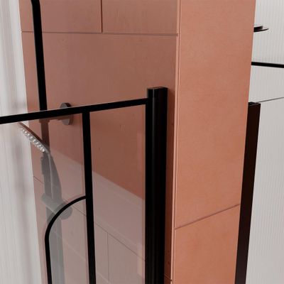 Pare-baignoire rabattable avec profilés noir mat 80x140 cm Art Deco AURLANE