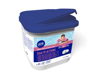 Chlore piscine 10 actions en galet de 250 gr 5 Kg GRE