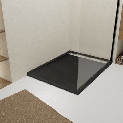 Receveur de douche 90x120 cm acrylique noir Pedra - AURLANE
