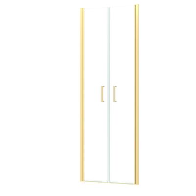 Porte de douche battante 70x200 cm profilé or verre transparent 6 mm Saloon - AURLANE