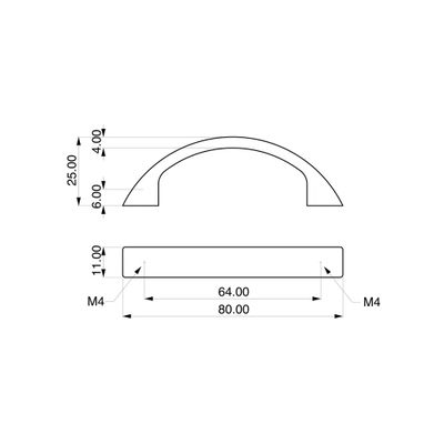 Poignée de meuble arc chromé mat entraxe 64 mm REI