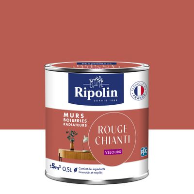 Peinture murs, boiseries et radiateurs rouge chianti velours 0,5 L - RIPOLIN