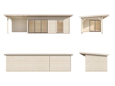 Studio de jardin en bois avec pergola 7,9m² Andréa - 37 m² hors-tout - Livraison à domicile - PALMAKO