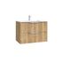 Meuble de salle de bains 2 tiroirs L80 x H60 x P45 cm mélaminé chêne naturel avec plan vasque céramique Mirabo