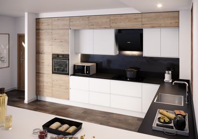 Façade tiroir avec poignée intégrée pour meuble de cuisine Glossy blanc brillant 13,8 x 40 cm OFITRES