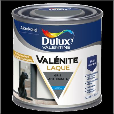 Peinture Boiseries Laque Acrylique Valénite Gris Anthracite Mat 125 ML - DULUX VALENTINE