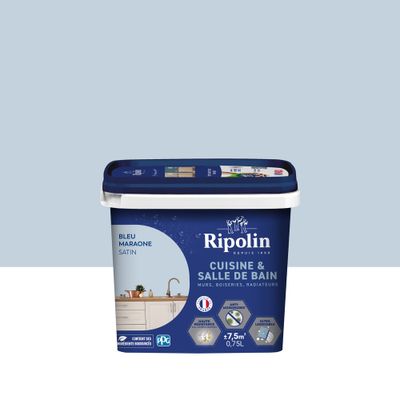 Peinture Cuisine & Bain Bleu Maraone satin 0,75 L - RIPOLIN