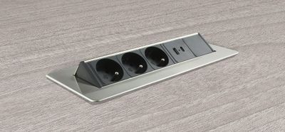 Bloc multiprise pivotant acier 3 prises USB A+C ARLUX