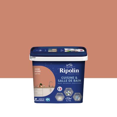 Peinture Cuisine & Bain Ocre Nubie satin 0,75 L - RIPOLIN