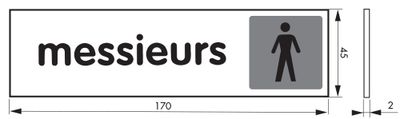 Plaque signalétique adhésive Messieurs 170 x 45 mm THIRARD