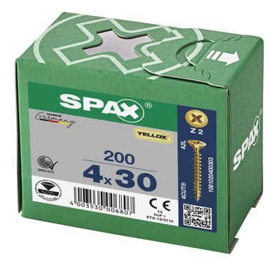 Vis tête fraisée PZ 4 x 30 mm par 200 SPAX